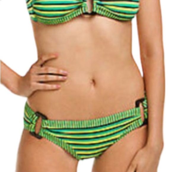 Nanette Lepore Striped Green Hipster Bikini Bottom XS - Picture 1 of 16